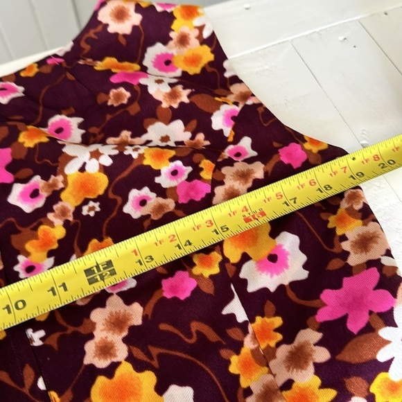 Handmade 1960s floral print, maroon,  pink orange brown, full size maxi dress - Picture 7 of 11